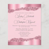 バジェットグラムピンクフォイルグリッターウェディング招待 (正面)