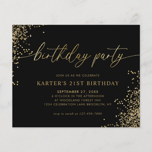バジェットグラムブラック金ゴールド紙吹雪大人誕生日 (正面)