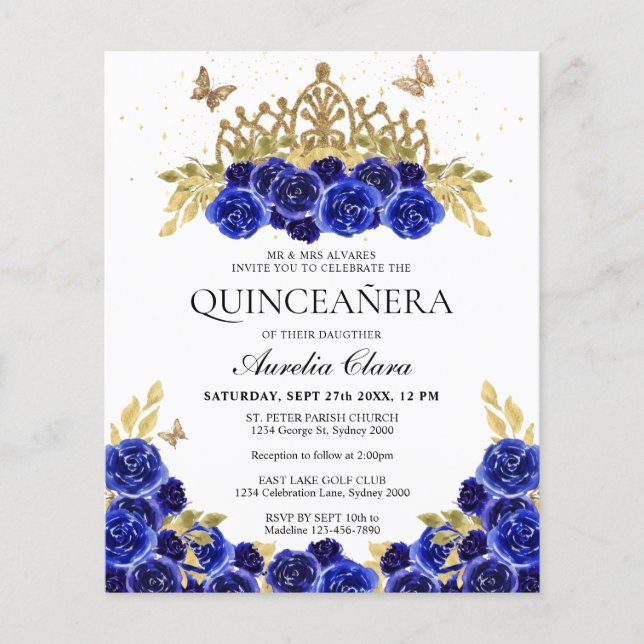 バジェットグラムブルーフローラ金ゴールドティアラキンセアニェラ (正面)