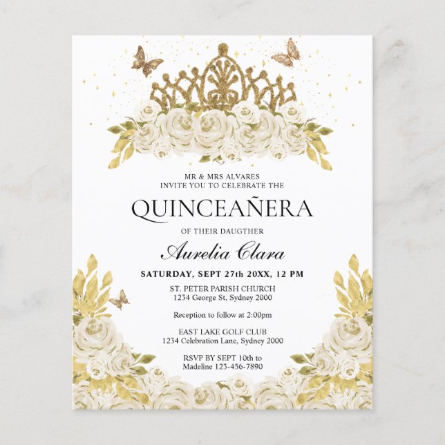 バジェットグラムホワイトフローラ金ゴールドティアラキンセアニェラ (正面)