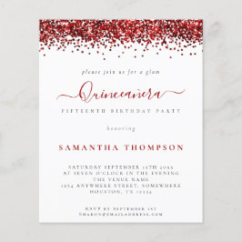 バジェットグラムレッドグリッターキンセアニラ招待状