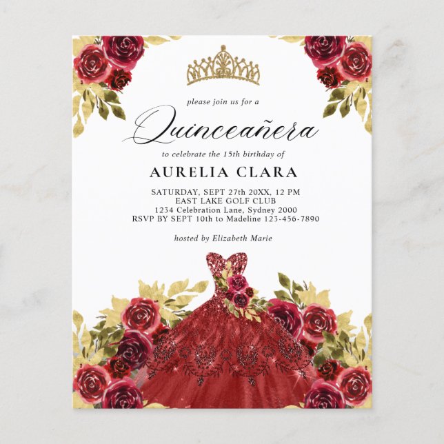 バジェットグラムレッドドレスフローラ15thキンセアニラ (正面)