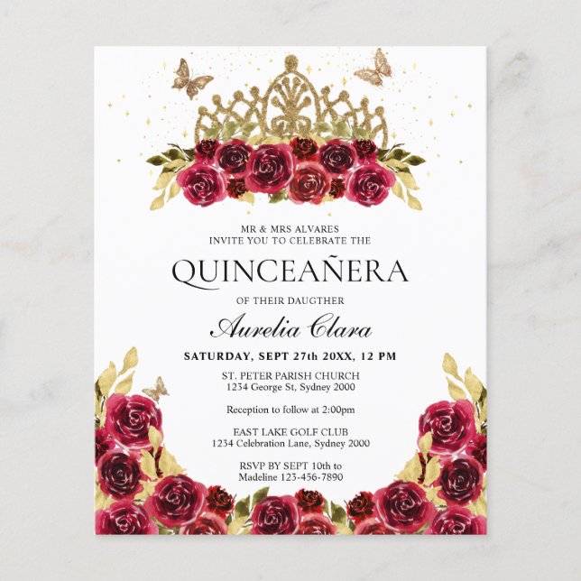 バジェットグラムレッドフローラ金ゴールドティアラキンセアニェラ (正面)