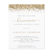 バジェットグラム金ゴールドグリッターキンセアニラ招待状