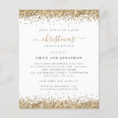 バジェットグラム金ゴールドグリッタークリスマスパーティー招待状 (正面)