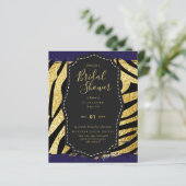 バジェットグラム金ゴールドネイビーブライダルシャワー招待状動物 (スタンド正面)