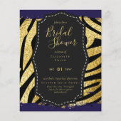 バジェットグラム金ゴールドネイビーブライダルシャワー招待状動物 (正面)