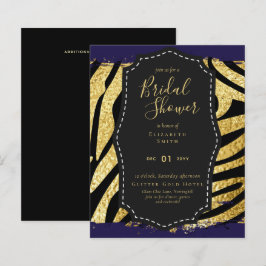 バジェットグラム金ゴールドネイビーブライダルシャワー招待状動物