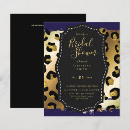 バジェットグラム金ゴールドネイビーブライダルシャワー招待状動物