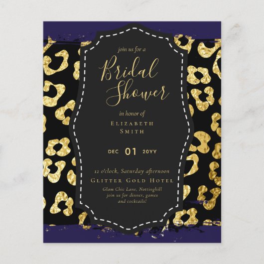 バジェットグラム金ゴールドネイビーブライダルシャワー招待状動物 (正面)