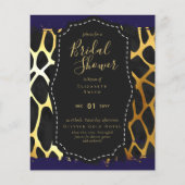 バジェットグラム金ゴールドネイビーブライダルシャワー招待状動物 (正面)