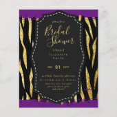 バジェットグラム金ゴールドパープルブライダルシャワー招待状 (正面)