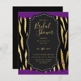バジェットグラム金ゴールドパープルブライダルシャワー招待状