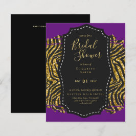 バジェットグラム金ゴールドパープルブライダルシャワー招待状