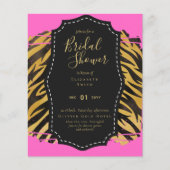 バジェットグラム金ゴールドピンクブライダルシャワー招待状動物 (正面)