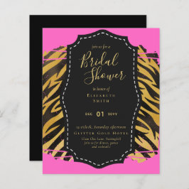 バジェットグラム金ゴールドピンクブライダルシャワー招待状動物