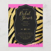 バジェットグラム金ゴールドピンクブライダルシャワー招待状動物 (正面)