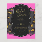バジェットグラム金ゴールドピンクブライダルシャワー招待状動物 (正面)