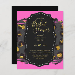 バジェットグラム金ゴールドピンクブライダルシャワー招待状動物