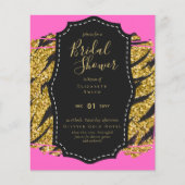 バジェットグラム金ゴールドピンクブライダルシャワー招待状動物 (正面)