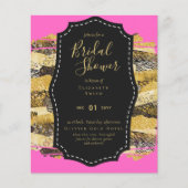 バジェットグラム金ゴールドピンクブライダルシャワー招待状動物 (正面)