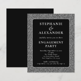 バジェットグリッターシルバーブラック婚約パーティInvite