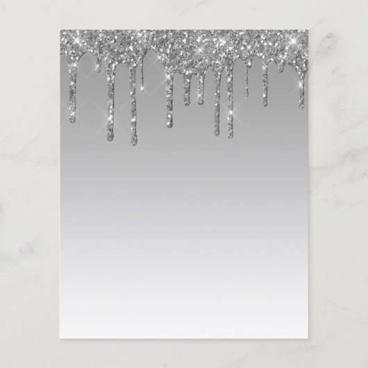 バジェットグリッタードリップシルバーブライダルシャワー招待状 (裏面)