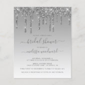 バジェットグリッタードリップシルバーブライダルシャワー招待状 (正面)