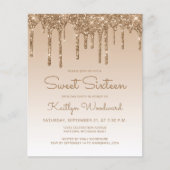 バジェットグリッタードリップ金ゴールドスウィート16招待状 (正面)