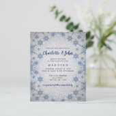 バジェットグリッターブルースノーフレーク結婚式招待状 (スタンド正面)