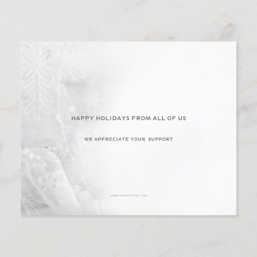 バジェットグリーンオーナメントフェスティバル会社ホリデーカード (裏面)