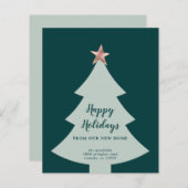 バジェットグリーンクリスマスツリーホリデームービングカード (正面/裏面)