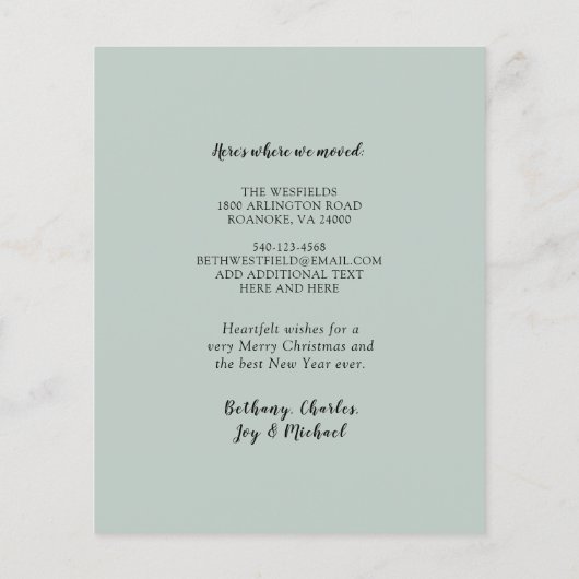 バジェットグリーンクリスマスツリーホリデームービングカード (裏面)