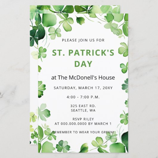 バジェットグリーンクローバーシャムロックSt patricks day (正面/裏面)