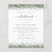 バジェットグリーングリッタークリスマスパーティーホワイト招待状 (正面)