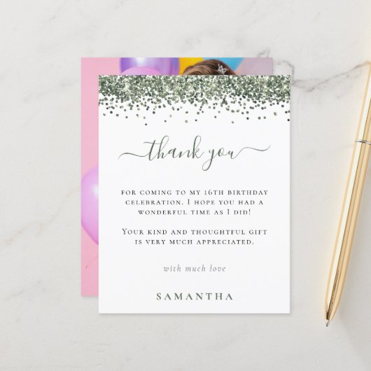 バジェットグリーングリッター写真甘い16ありがとう (正面/裏面インサイチュ)