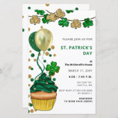 バジェットグリーンシャムロックSt patricks day招待状 (正面/裏面)