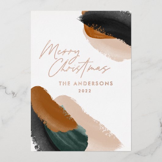 バジェットグリーンテラコッタモダンミニマルウォーター色 箔シーズンカード (正面)