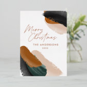 バジェットグリーンテラコッタモダンミニマルウォーター色 箔シーズンカード (立ち正面)