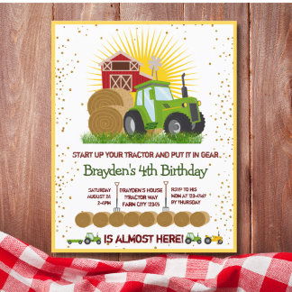 バジェットグリーントラクタートラックをテーマにした誕生日パーティー