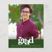 バジェットグリーンフォト卒業はっきりしたキャップ招待状 (正面)