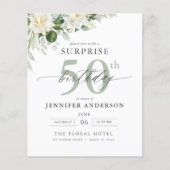 バジェットグリーンフローラサプライズ誕生日招待状 (正面)