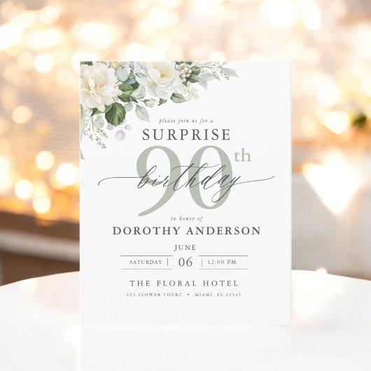 バジェットグリーンフローラサプライズ誕生日招待状