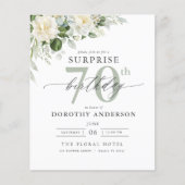 バジェットグリーンフローラサプライズ誕生日招待状 チラシ (正面)