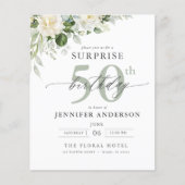 バジェットグリーンフローラサプライズ誕生日招待状 チラシ (正面)