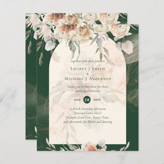 バジェットグリーンボホーテラコッタ結婚フローラ (正面/裏面)