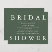 バジェットグリーンモダンブライダルシャワー招待 (正面/裏面)