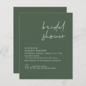 バジェットグリーンモダンブライダルシャワー招待 (正面/裏面)