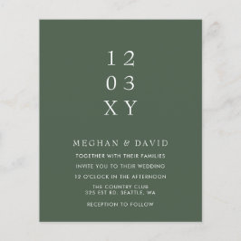 バジェットグリーンモダン結婚式招待状