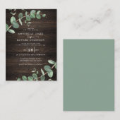 バジェットグリーンユーカリプトゥスダークウッド素朴招待状 ノートカード (正面/裏面)
